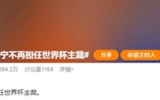 曝马宁不再任世界杯主裁话题登上热搜！博主曝因未携带完整裁判组